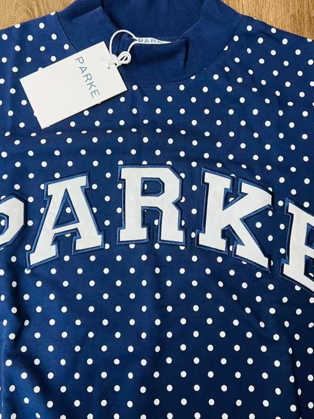 PARKE Polka Dot Mock Neck Sweatshirt - Picture 2 of 5